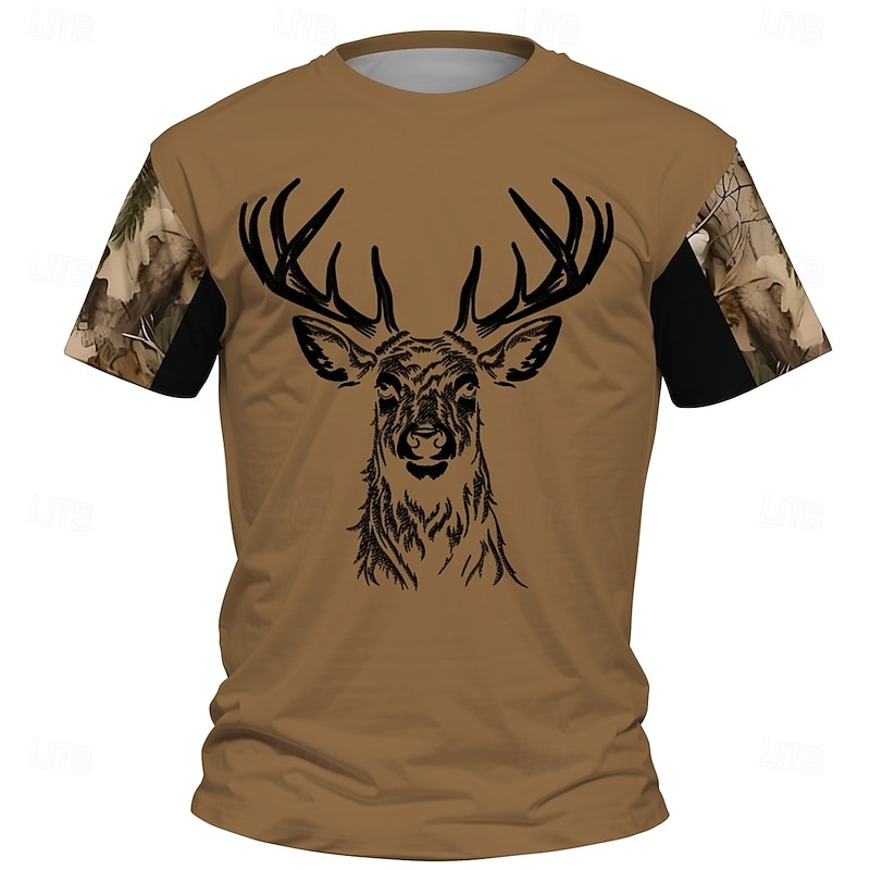 Boys 3D Graphic Elk T shirt Tee Short Sleeve Summer Spring Fashion Basic Kids 4-12 Years Crew Neck Outdoor Casual Daily Regular Fit