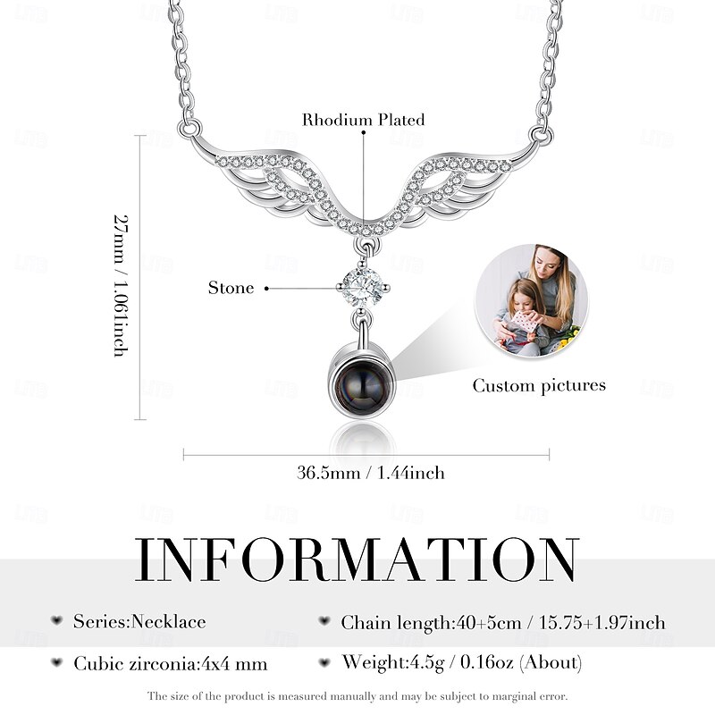 Personalized Photo Projection Pendant Necklace Custom Best Gift for Mom – Wedding Gift for Couples with Birthstone and Projection Stone, Perfect for Special Occasions2