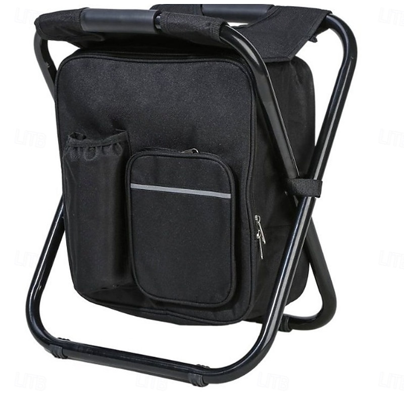 Outdoor Multi-functional Collapsible Stool Camping Folding Stool Portable Insulated Cooler Bag Stool Folding Chair with Backpack for Camping Beach Fishing