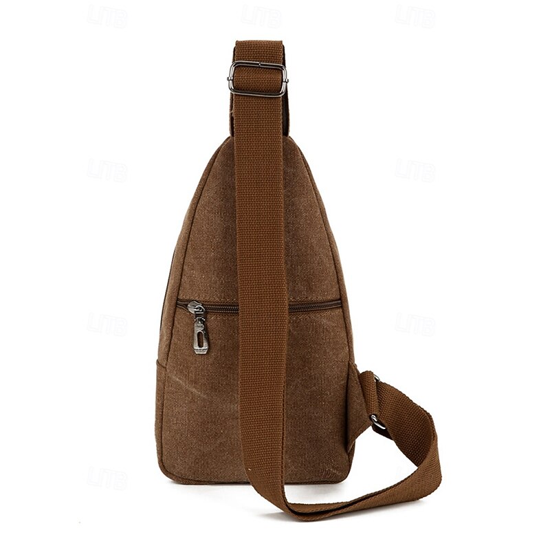 Men's Canvas Sling Bag - Durable Crossbody Shoulder Backpack with Zipper Pockets, Casual Style for Travel, Hiking and Daily Use Black Army Green Blue4