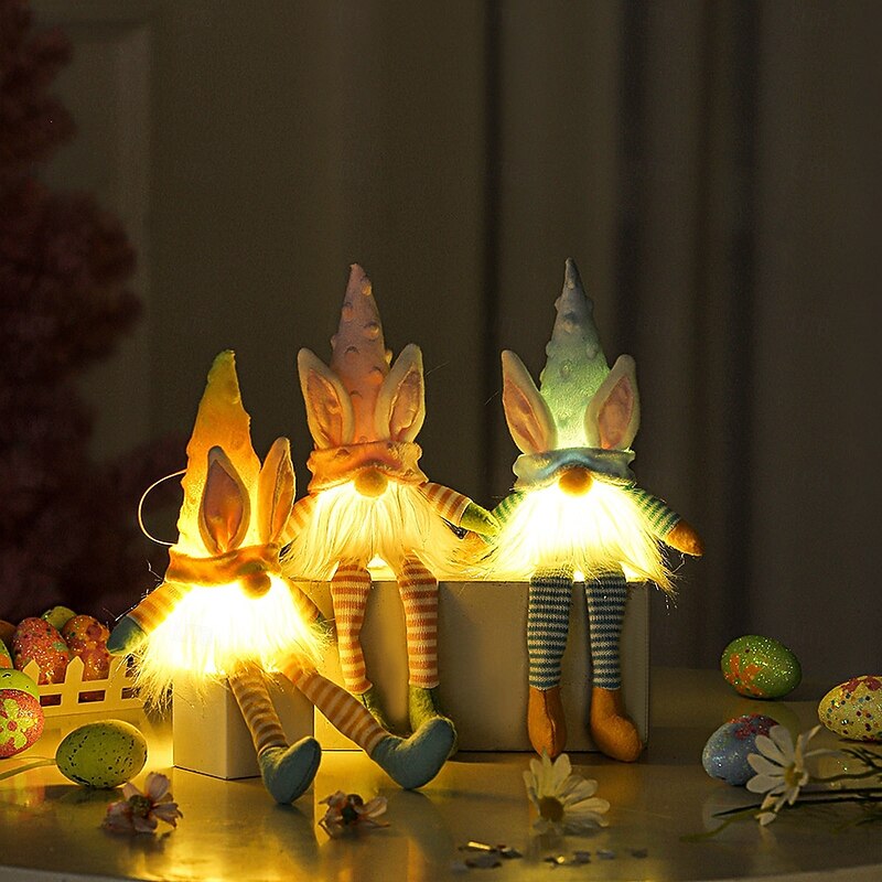 Easter Light Up Long Legs Glowing Rabbit Dwarf - Indoor Party & Restaurant Atmosphere Decoration Gift 1pc3