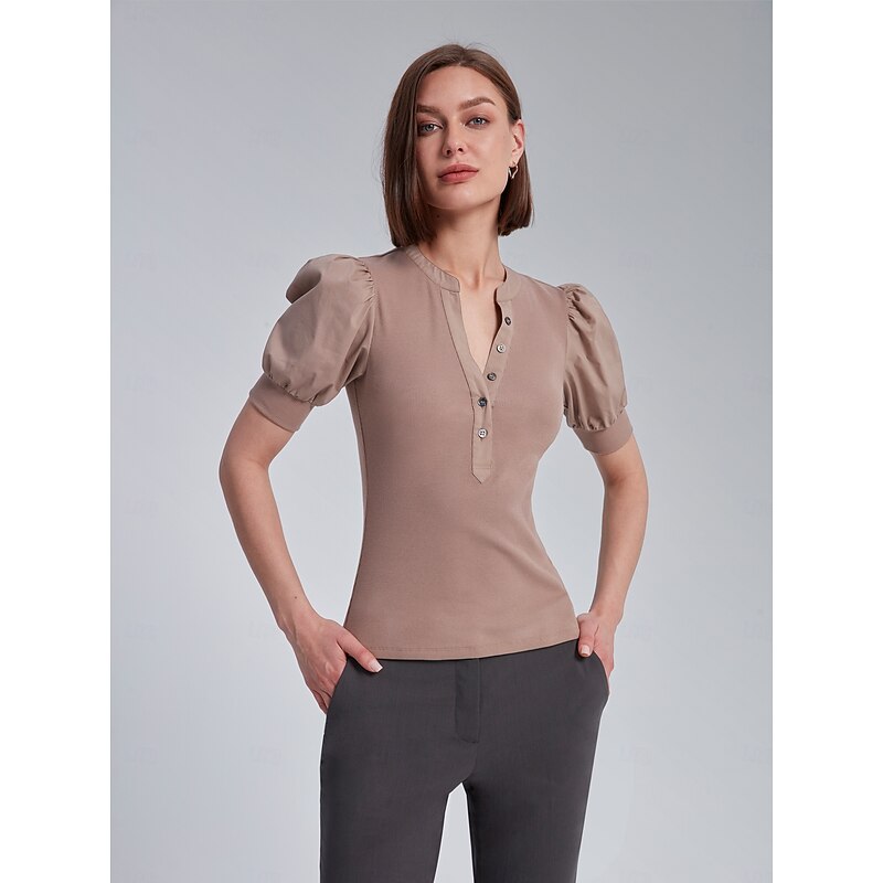 Puff Sleeve Fitted Top2