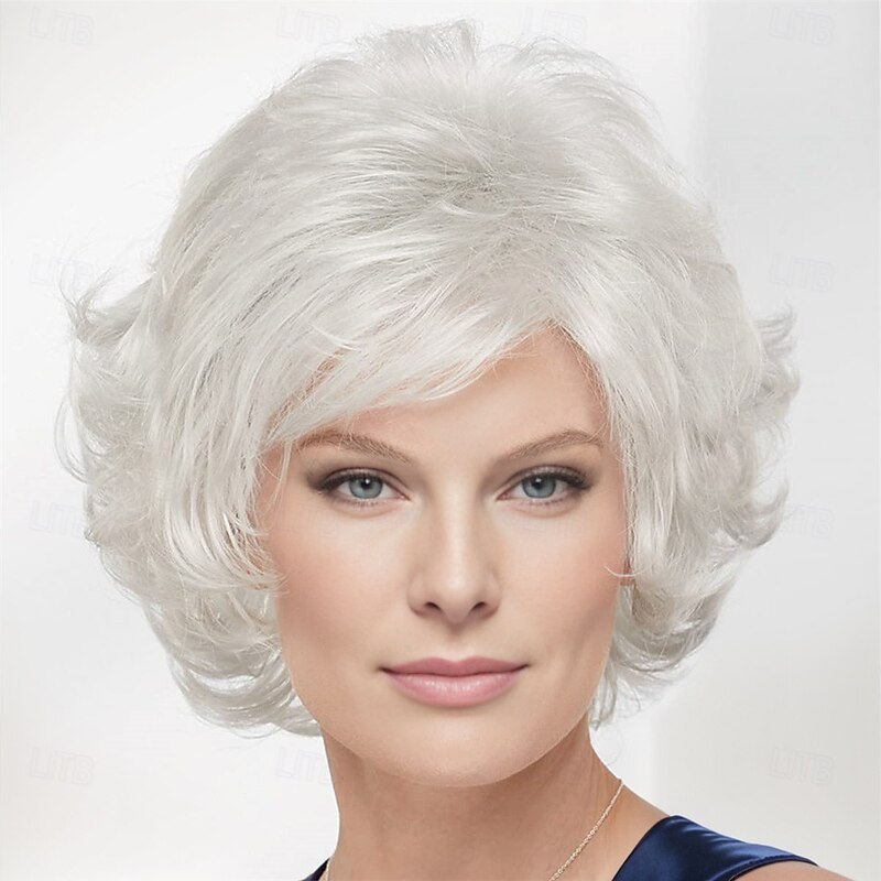 Mid Length Color Me Beautiful WhisperLite Wig  Beautiful Mid-Length Layered Waves with Elegant Wispy Bangs / Multi-tonal Shades of Blonde Silver Brown and Red4