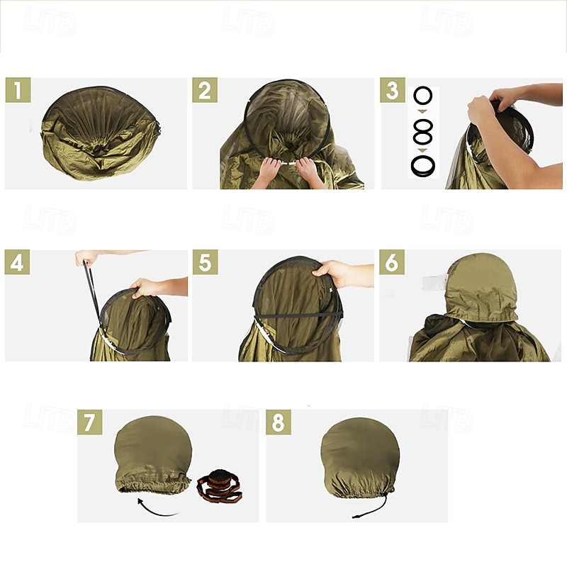 Camping Hammock, Portable Double Hammock with Net, 2 Person Hammock Tent with 2 Straps, Best for Outdoor Hiking Survival Travel3