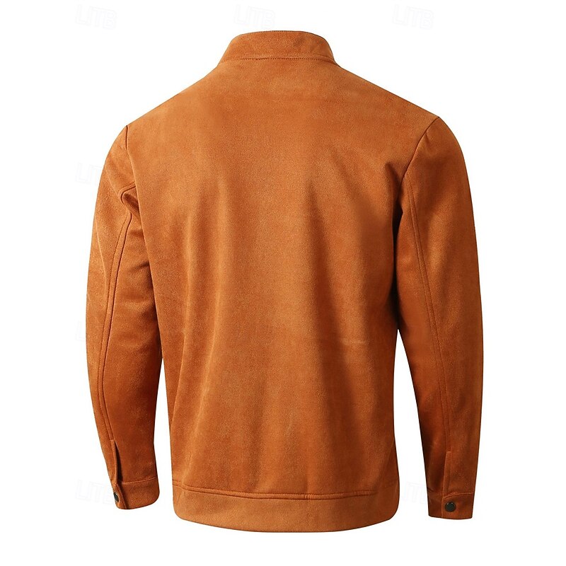 Men's Lightweight Jacket Transition Jacket Casual Jacket Vacation Daily Wearproof Pocket Fall & Winter Plain Fashion Classic Stand Collar Regular Black Navy Blue Orange Coffee Jacket3