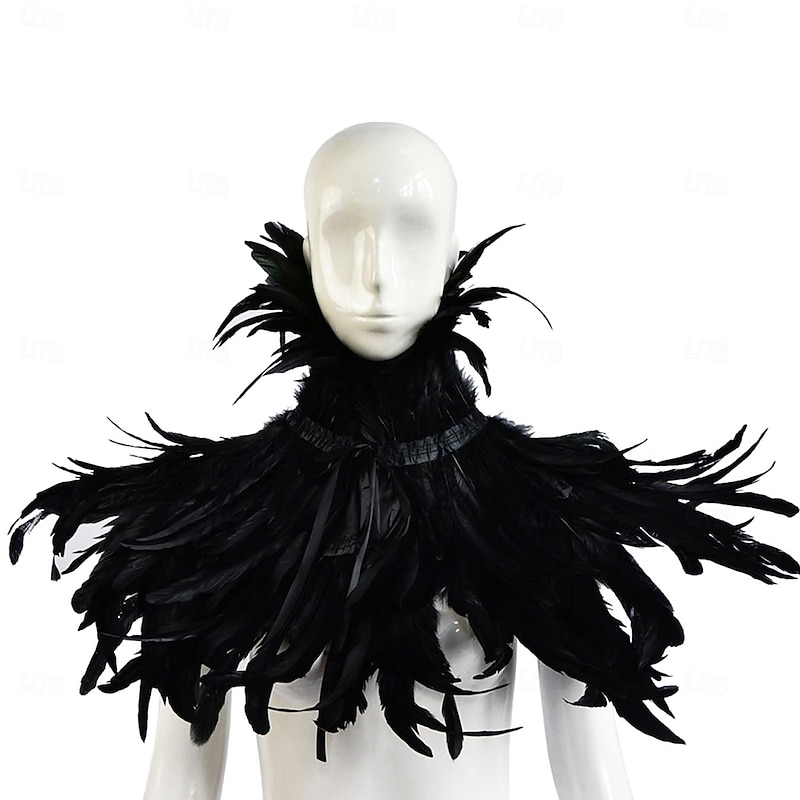 Punk & Gothic Victorian Shawls Feather Cape Witch Maleficent Fancy Dress Women's Fantasy Walpurgis Night Halloween Carnival Performance Party Adults' Shawl All Seasons2
