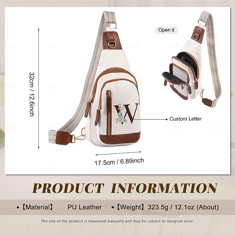 Personalized Crossbody Bag Custom Best Gift for Mom – Custom Letter Design, Large Capacity Shoulder Bag for Travel, Daily Use, Camping, Unique Gift for Lover, Family, or Friends3