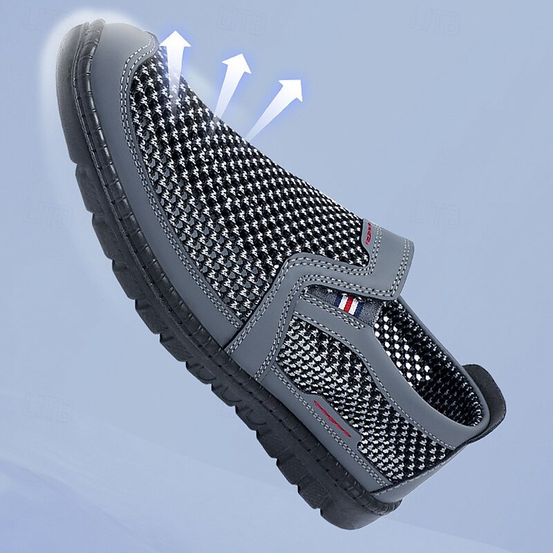 Men's Slip-On Casual Shoes with Houndstooth Pattern - Breathable Lightweight Loafers for Daily Wear and Travel4