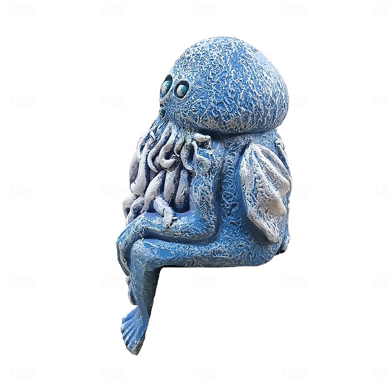 Resin Octopus Figurine, Blue Sitting Octopus Decor, Realistic Animal Statue, Desktop Ornament, Ocean-Themed Gift, Resin Craft Decoration4