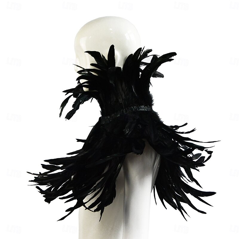 Punk & Gothic Victorian Shawls Feather Cape Witch Maleficent Fancy Dress Women's Fantasy Walpurgis Night Halloween Carnival Performance Party Adults' Shawl All Seasons4