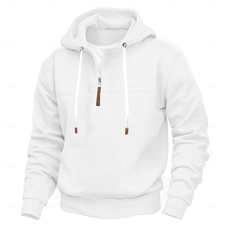 Men's Hoodie Quarter Zip Hoodie Black White Red Navy Blue Khaki Hooded Plain Sports & Outdoor Daily Holiday Streetwear Cool Casual Spring &  Fall Clothing Apparel Hoodies Sweatshirts  Long Sleeve4