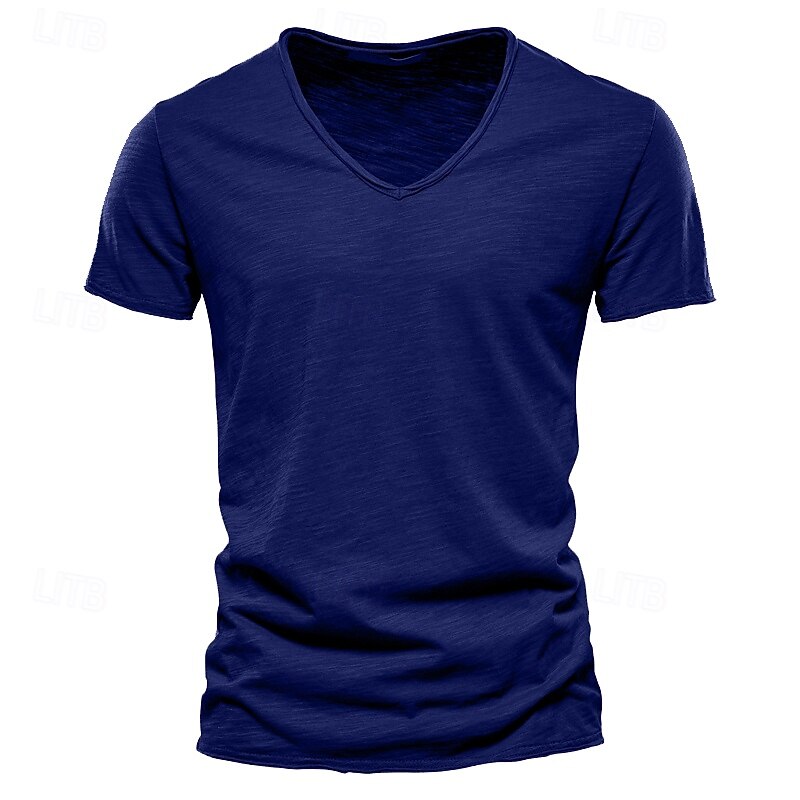 Men's T Shirt Moisture Wicking Shirts Short Sleeve V Neck Summer Plain Sports Basic Casual Classic Style Casual Navy Denim Blue Black Top Tee for Men3