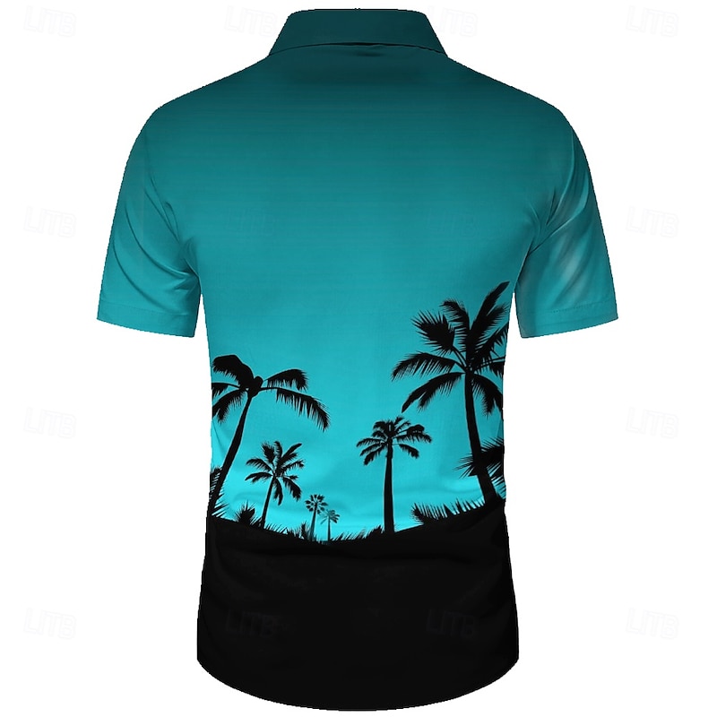 Men's Coconut Tree Tropical Plants Summer Hawaiian Shirt Button Up Shirt Aloha Shirt Short Sleeve Hawaiian Resort Vacation Holiday Beach Wear Summer Spring Turndown Collared Shirts Yellow Blue Green4