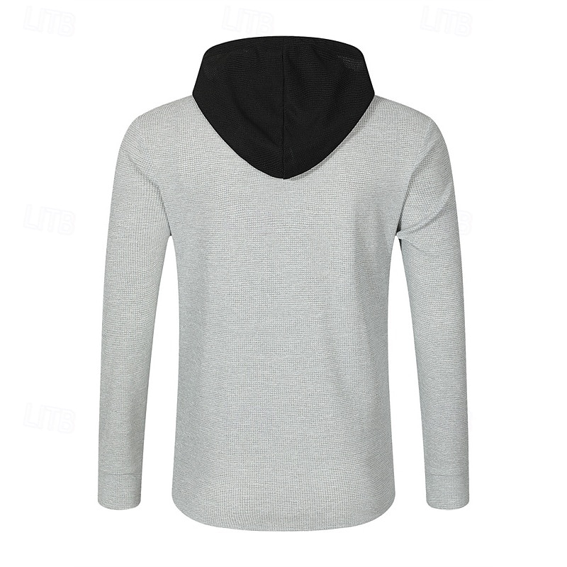 Men's Lightweight Jacket Waffle Jacket Summer Jacket Transition Jacket Vacation Daily Wearproof Pocket Spring &  Fall Plain Fashion Classic Hooded Regular Black White Blue Khaki Gray Jacket4