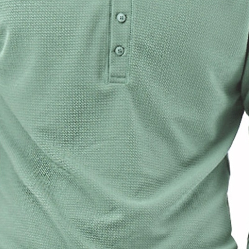 Men's Waffle Henley Shirt Henley Shirt Tee Top Long Sleeve Shirt Long Sleeve Plain Fashion Designer Basic Ruched Pleats Henley Vacation Street Going out Summer Spring White Green khaki Henley T-Shirt3
