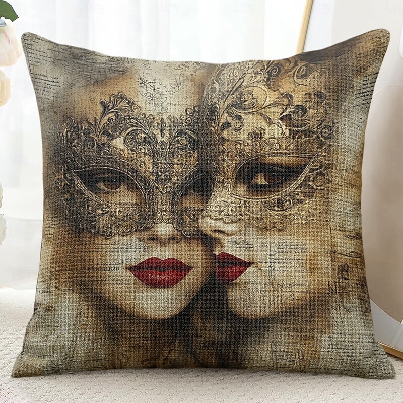 Vintage Women Decorative Toss Pillows Cover 1PC Soft Square Couch Cushion Case Pillowcase for Bedroom Livingroom Sofa Chair3