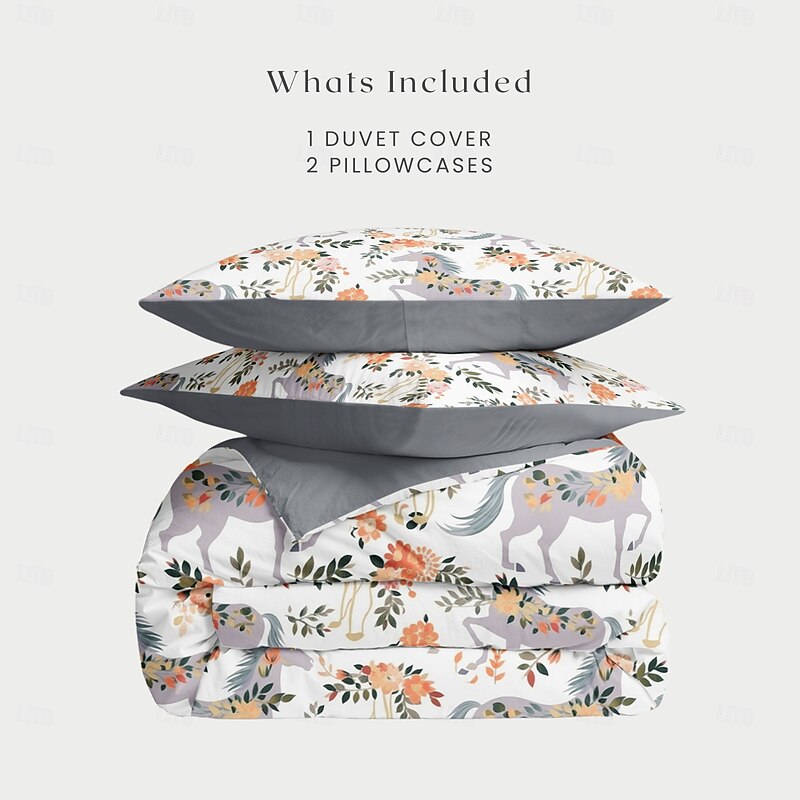 100% Cotton Duvet Cover Set Horse Pattern Comforter Set Soft Luxury Bedding Set Home Decor Dusk Bedding Gift King Queen Full Size3