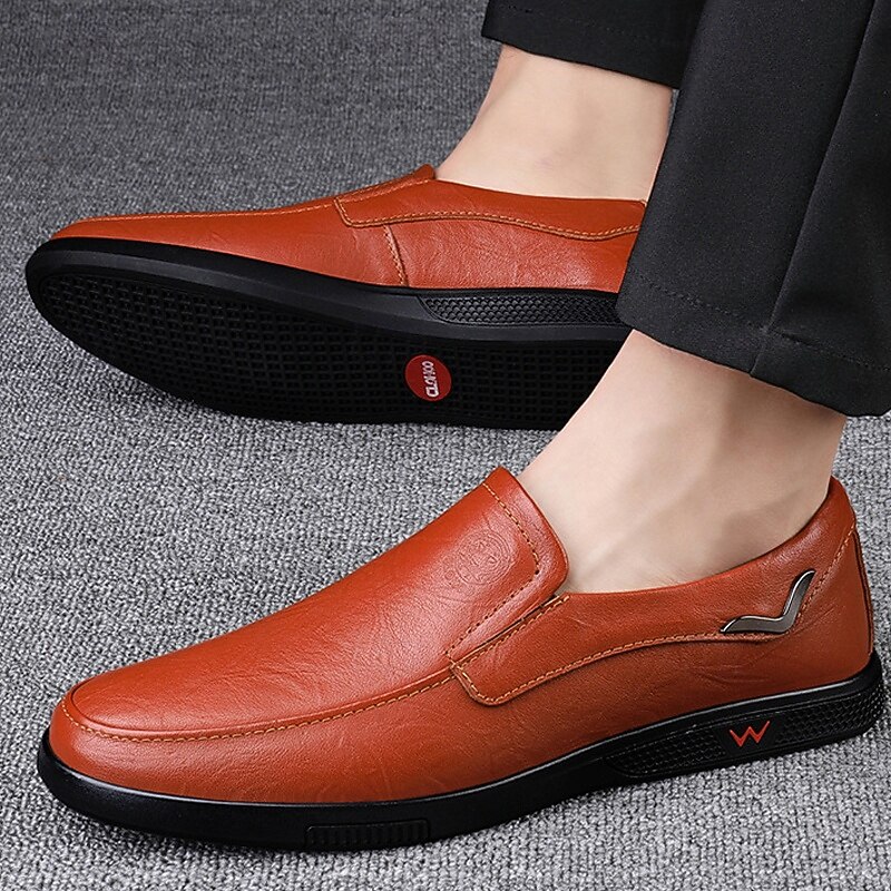 Men's Lightweight Brown Slip-On Loafers with Comfortable Sole - Casual Faux Leather Shoes for Daily Wear and Office Style3