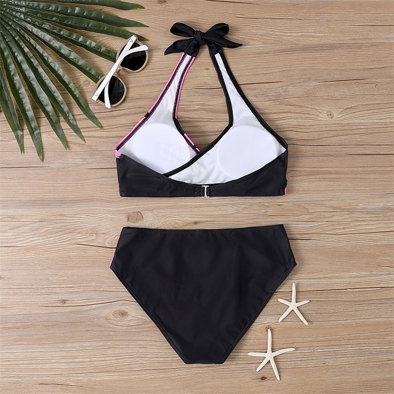 Women's Tankini Two Piece Swimsuit Backless Swimwear Floral Swimwear Yellow Pink Breathable Quick Dry Lightweight Sleeveless - Swimming Surfing Beach Summer Spring4