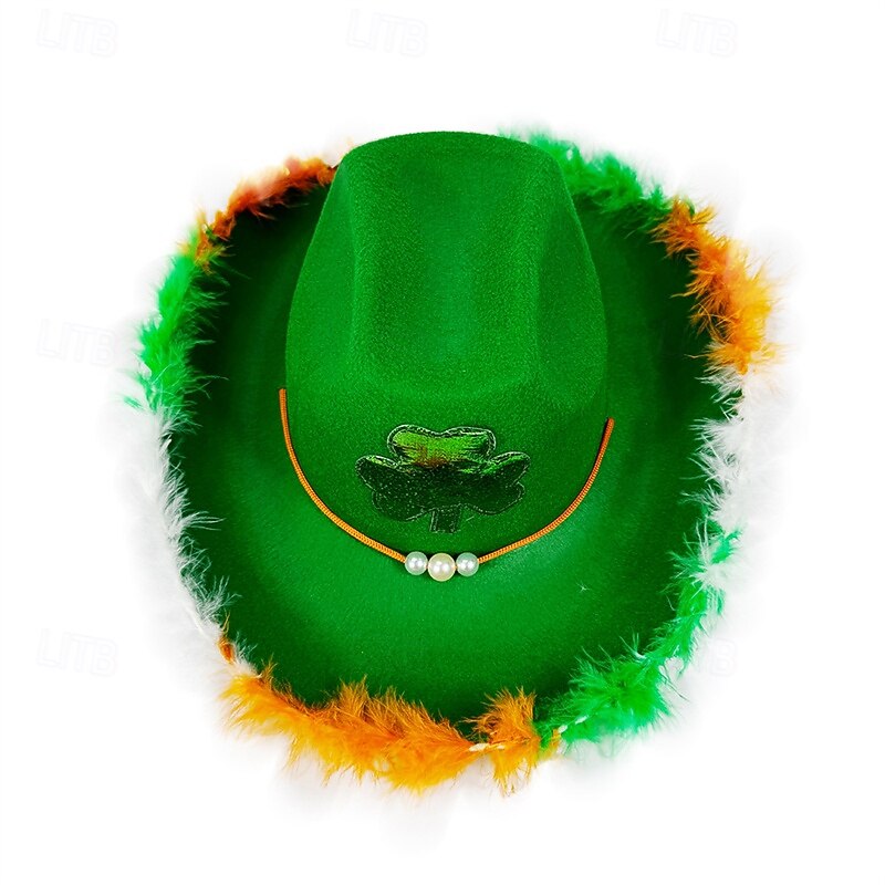 Men's Kentucky Derby Hat Sun Hat Party Hat Green Polyester Feather Fashion Casual Daily Saint Patrick Day Shamrock Sunscreen Breathable3