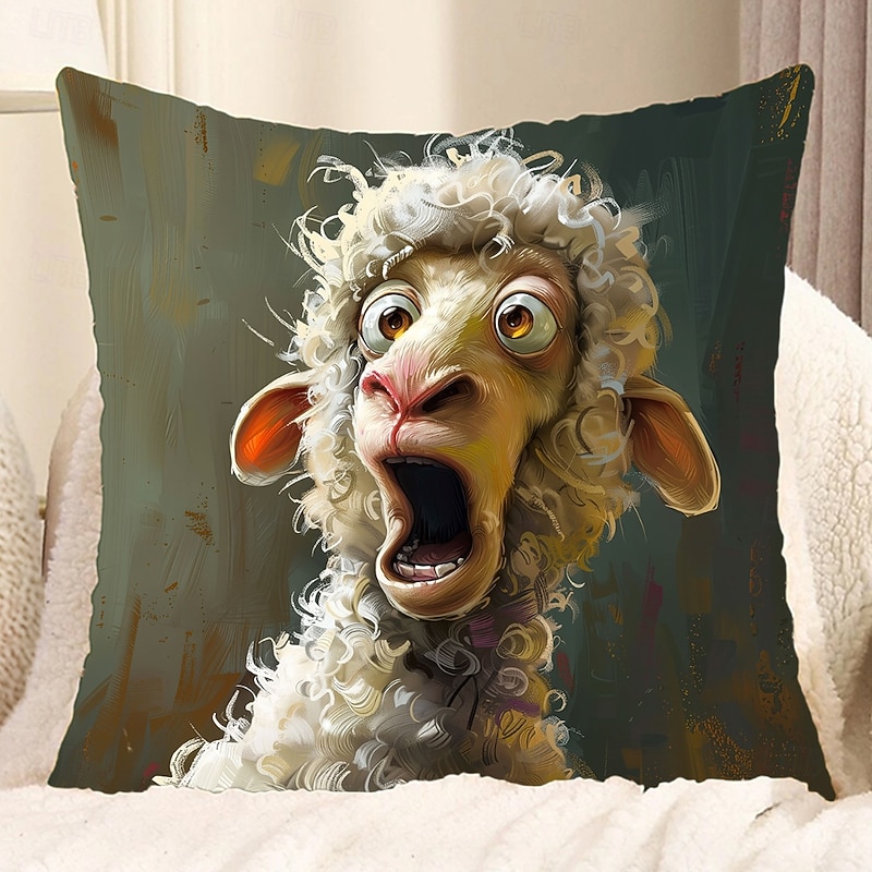Decorative Toss Pillows Cover 1PC Soft Square Cushion Case Pillowcase for Bedroom Livingroom Sofa Couch Chair Funny Sheep2