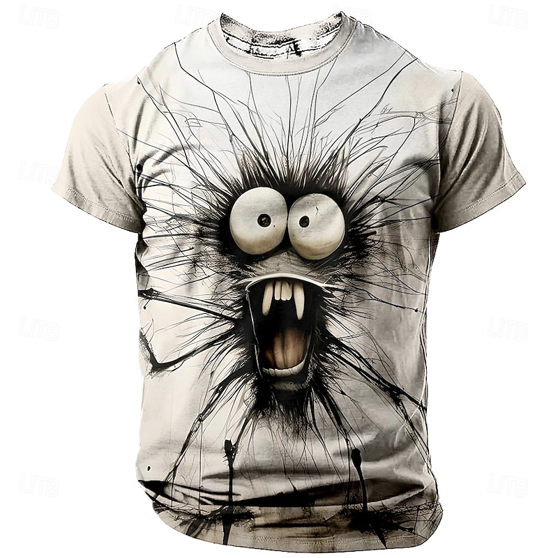 Men's Spider Funny T Shirt Short Sleeve T shirt 3D Print Crew Neck Shirt Exaggerated Designer Party Holiday Beige Summer Spring Clothing Apparel S M L XL XXL XXXL