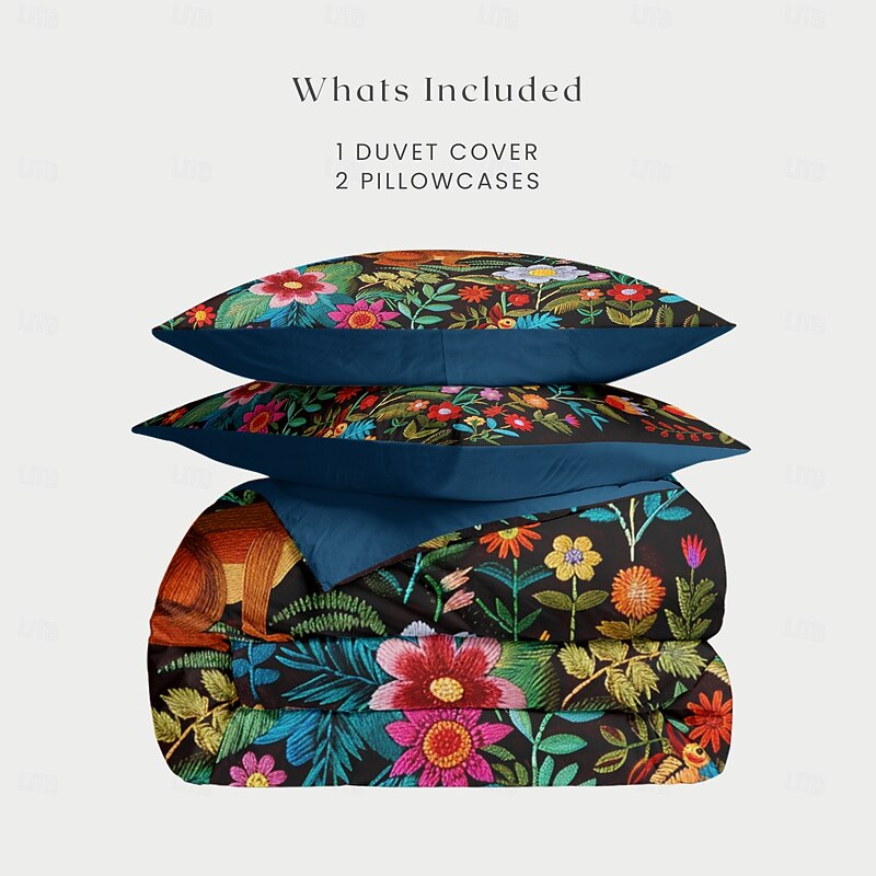 Forest Animal Duvet Cover Set - Includes Duvet Cover and Pillowcases - Nature-Inspired Design with Woodland Creatures - Soft and Comfortable Fabric - Perfect for Cozy Bedroom Decor4