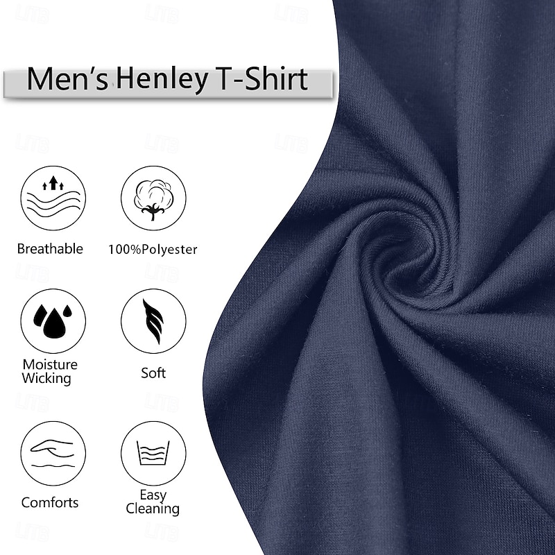Men's Graphic Letter I FIX STUFF Henley Shirt Tee Long Sleeve Vintage Fashion Designer Outdoor Casual Daily Spring &  Fall Army Green Dark Gray Navy Blue Dark Blue Henley Henley T-Shirt3