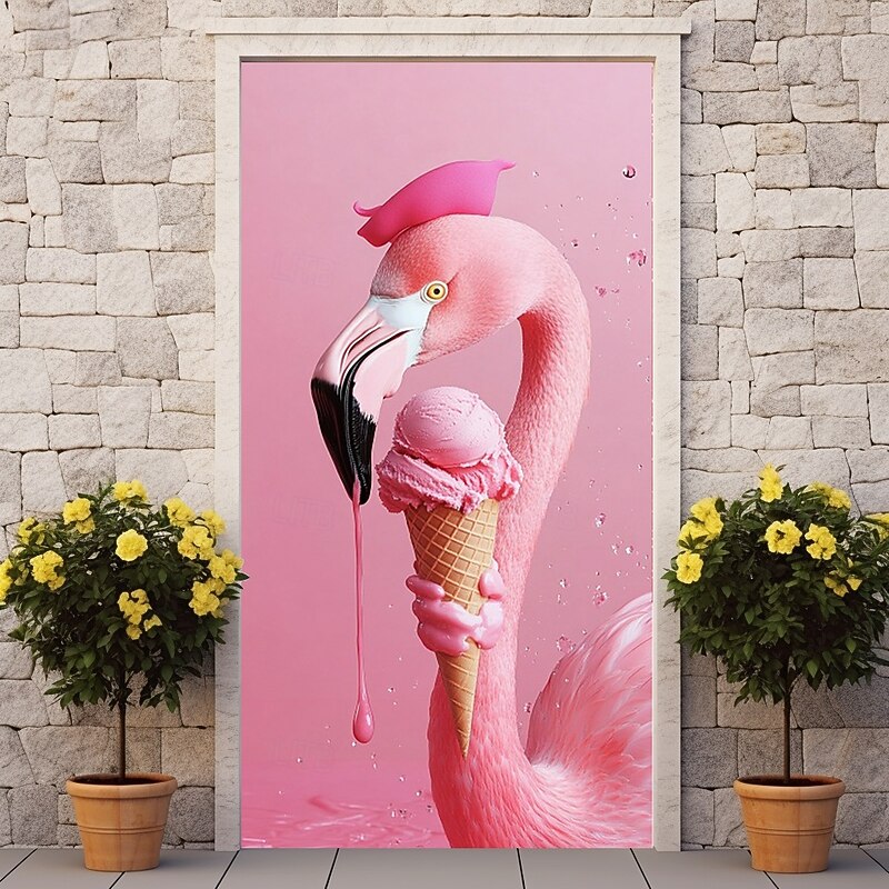 Door Decorations Door Covers Funny Animal Flamingo Door Tapestry Door Curtain Decoration Backdrop Indoor/Outdoor Door Banner for Front Door Farmhouse4