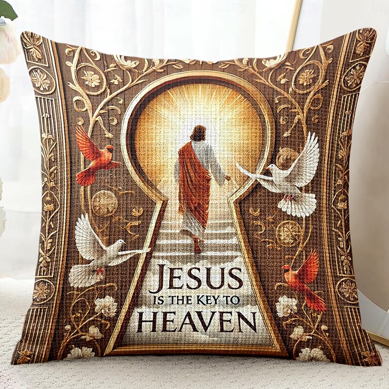 Vintage Easter Decorative Toss Pillows Cover 1PC Jesus Soft Square Couch Cushion Case Pillowcase for Bedroom Livingroom Sofa Chair2