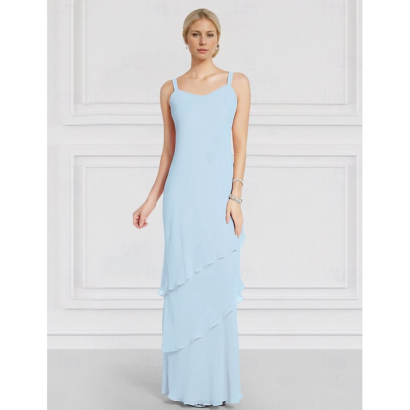 Jacket Dress Mother of the Bride Long Sleeve with Lace Ruffles Chiffon Elegant Vintage Crew Neck Floor Length Dress Cascading Ruffles3