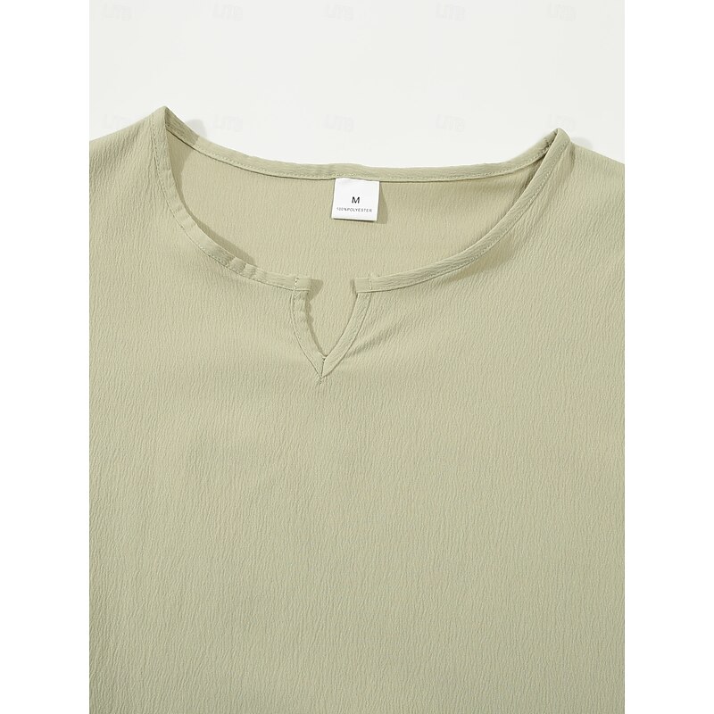 Men's T Shirt Long Sleeve Shirt Long Sleeve V Neck Spring Fall Solid Color Plain Traditional / Vintage V Neck Crewneck Loose Vacation Home Light Blue Dark Brown White Top Tee for Men3