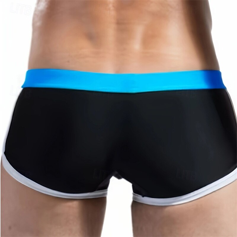 Men's Swim Trunks Swim Shorts Spandex Swimwear Bottoms Drawstring Swimming Surfing Beach Water Sports Patchwork Summer Spring2