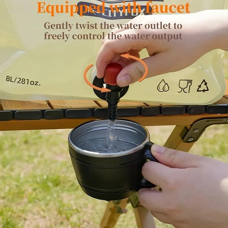 8L Portable Water Storage Bag For Camping Hiking Pet Collapsible With Spigot Handle BBQ Large Capacity Outdoor Water Container2