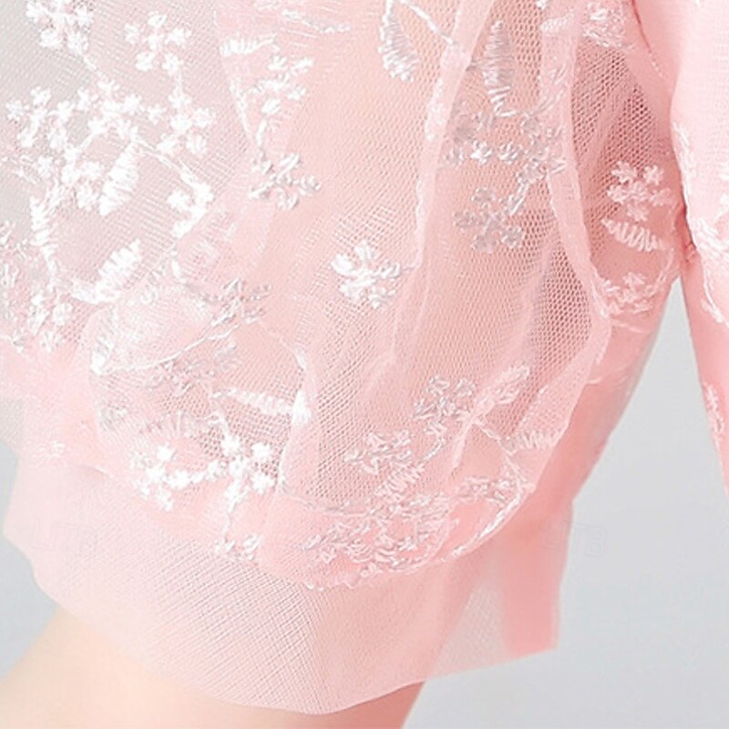 Kids Girls' Party Dress Solid Color Short Sleeve Performance Birthday Beautiful Sweet Polyester Maxi Party Dress Swing Dress A Line Dress Summer 4-12 Years White Pink Blue4