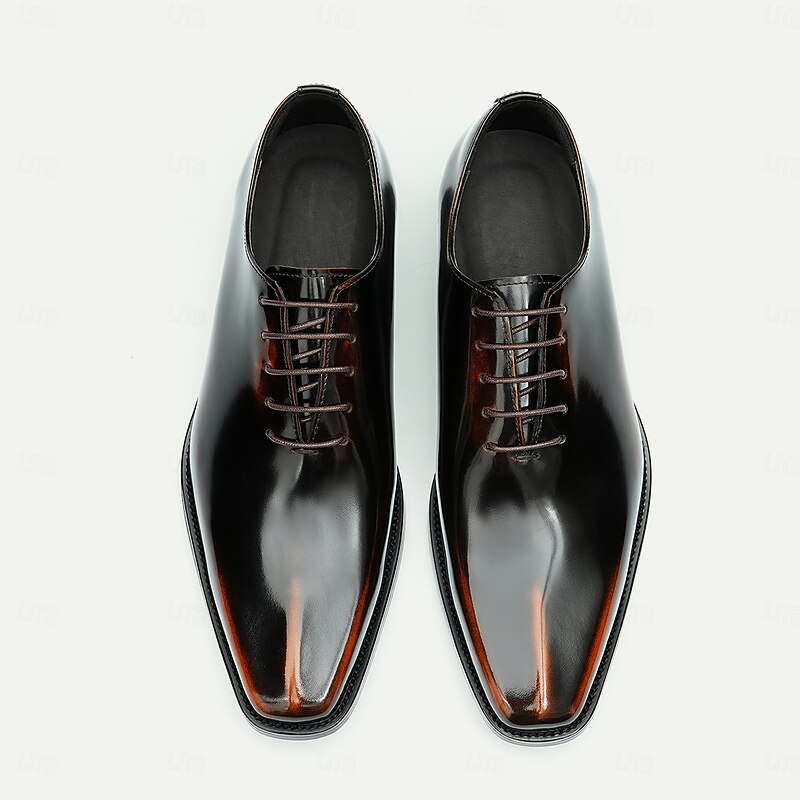 Men's Premium Cowhide Patent Leather Oxford Shoes - Formal Business Dress Footwear with Sleek Shine Finish, Ideal for Weddings, Office and Formal Occasions2