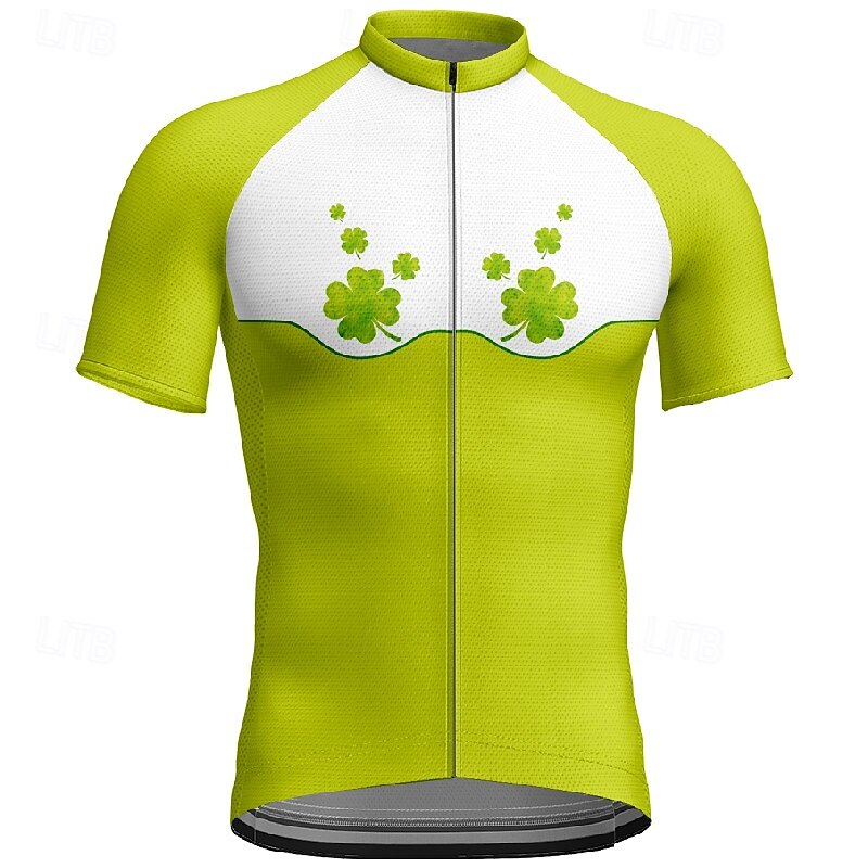 Men's St Patrick Jersey Cycling Jersey Graphic Short Sleeve Bike Tee Tshirt Jersey with 3 Rear Pockets Mountain Bike MTB Quick Dry Anatomic Design Wicking Breathable Sports White Dark Green Orange4