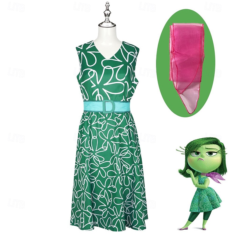 Inside Out 2 Disgust Joy Dress Outfits Costume Cute Movie Cosplay for Women's Carnival Party3