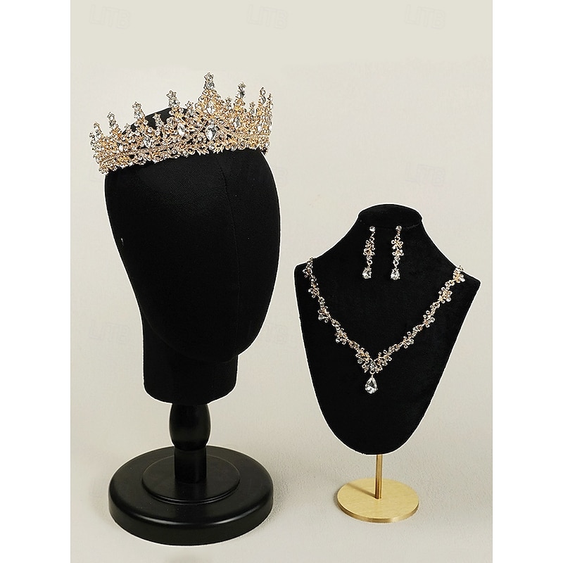 Sparkling Diamond Tiara Crown and Necklace Set – Gold-Plated Bridal Jewelry with Earrings, Perfect for Weddings, Pageants and Special Occasions4