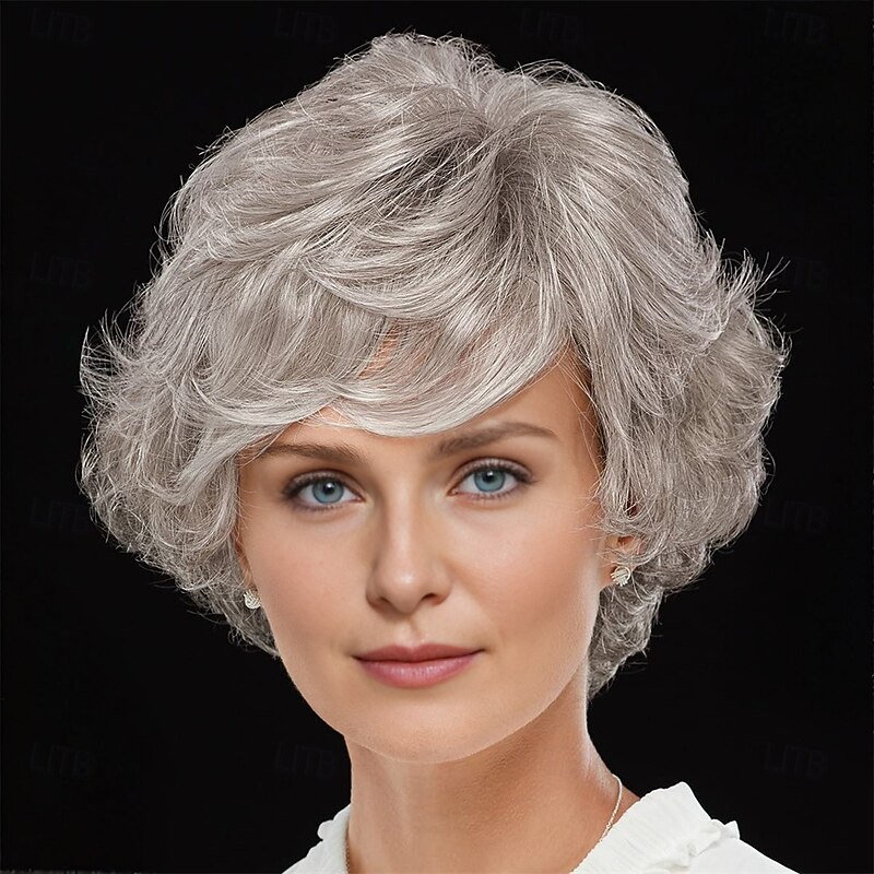 WhisperLite Wig Luxe Crop-Style Wig with Razored Bangs and Dimensional Layers/Multi-Tonal Shades of Blonde Silver Brown and Red2