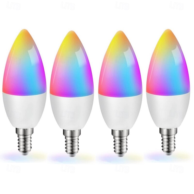 GU10 Smart LED Bulbs E14 6W WiFi & Bluetooth, Color Changing Dimmable, Alexa & Google Home Compatible, 220V Candelabra Bulbs 4 Pack - Main Image