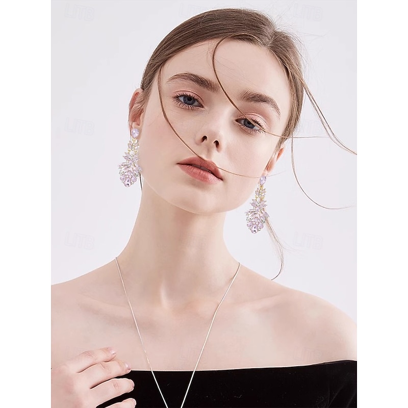 Women's Pink Crystal Drop Earrings – Elegant Statement Jewelry for Weddings, Evening Events and Formal Occasions2