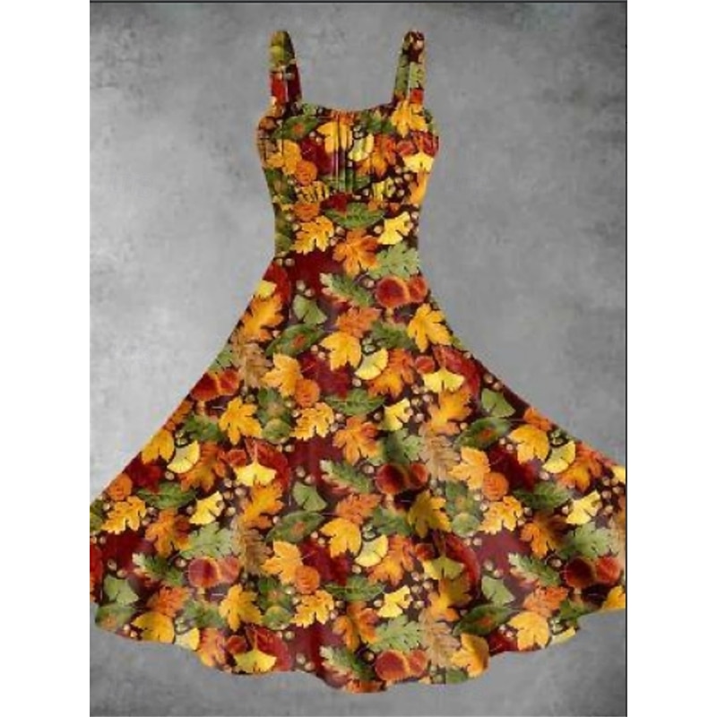 Women's Midi Dress Summer Dress Stylish Casual Vacation Home Date Form Fit Graphic Sleeveless Strap Yellow Pink Red Burgundy Summer