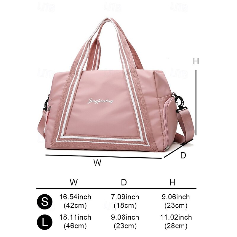 Women's Stylish Sporty Travel Tote Bag with Sneaker Compartment – Multi-way Carry Options for Gym, Weekend Getaways and Daily UseColor Black Pink Light Green3