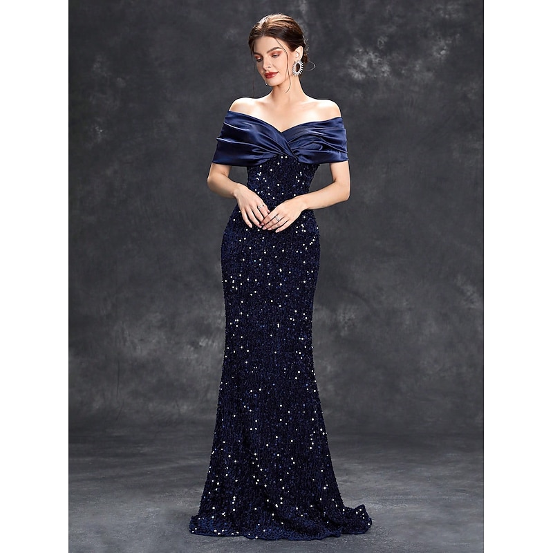 Mermaid / Trumpet Evening Gown Party Dress Formal Evening Party Floor Length Sleeveless One Shoulder Satin with Glitter Bow(s)3