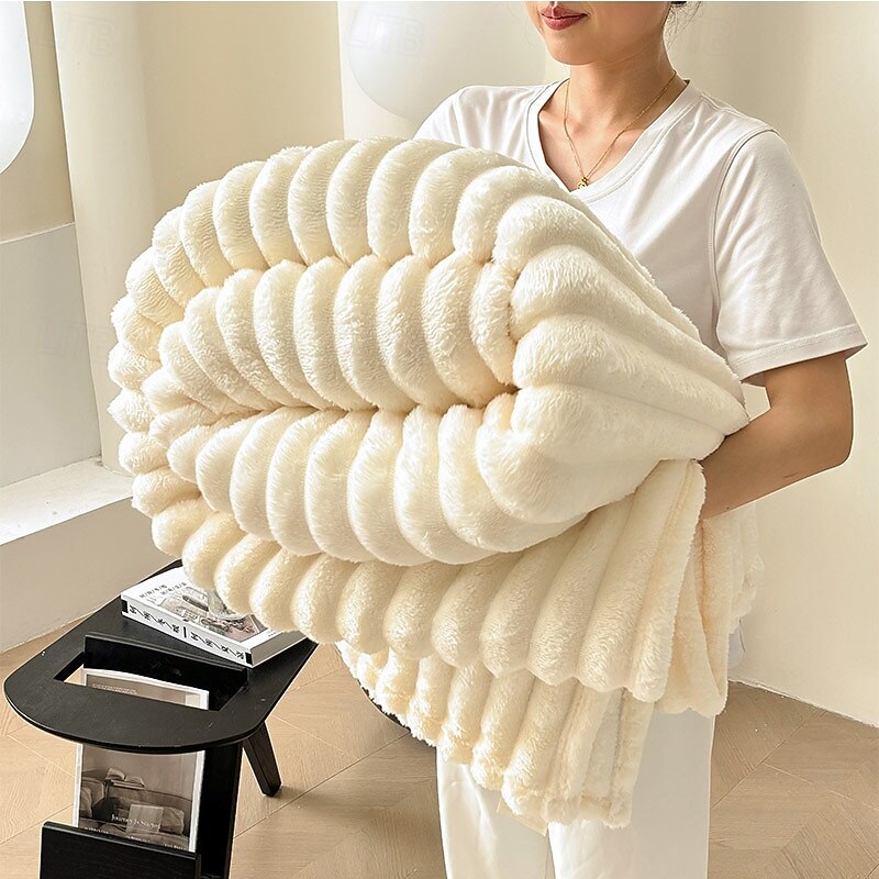 Blankets & Throws, Solid Color Polyester / Flannel Toison Warmer Soft Comfy Blankets
