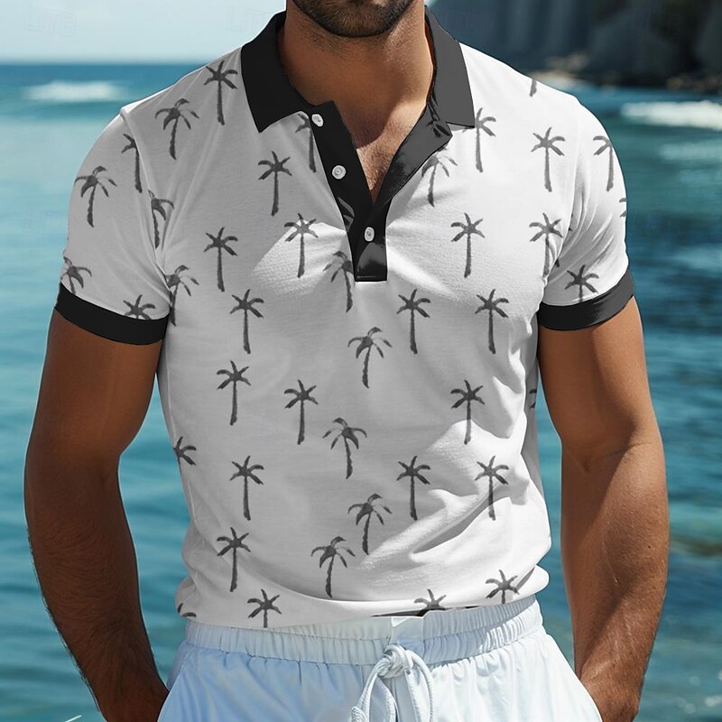 Kentucky Derby Men's Tropical Flowers Plant Polo Short Sleeve Polo Shirts Collared Shirts Casual School Outdoor Daily Wear Home Wear 3D Print Summer Light Pink Black Blue