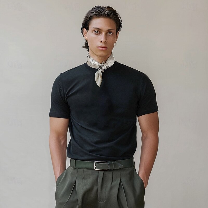 Men's 100% Cotton T Shirt Solid Color Crew Neck School Training Short Sleeve Crewneck Clothing Apparel Elegant Neutral Daily