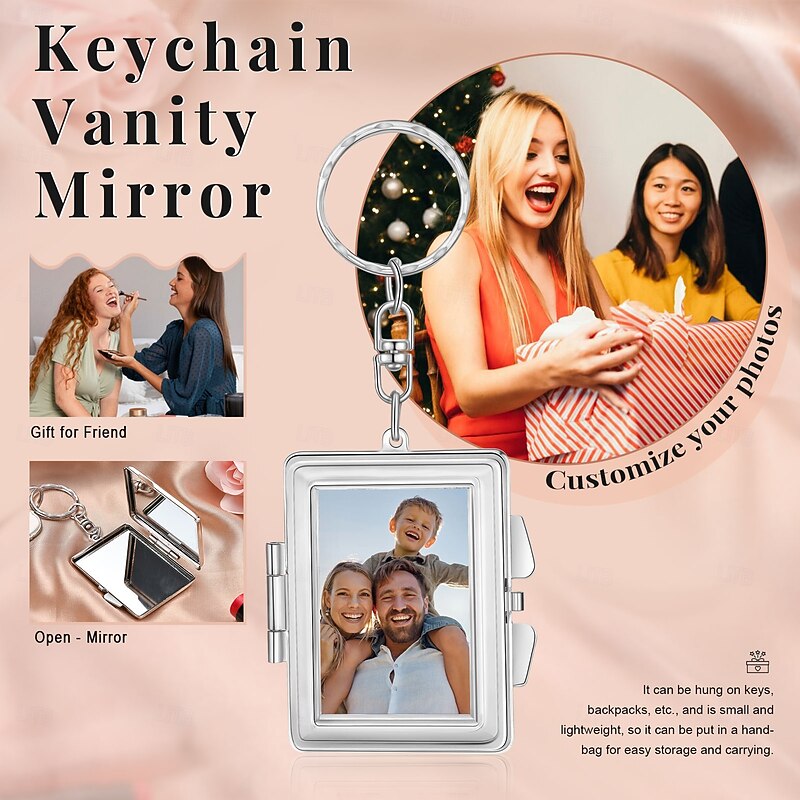 Personalized Rectangle Double-Sided Mirror Custom Best Gift for Mom – Customizable with Photos on Both Sides, Perfect for Wedding or Special Occasions3