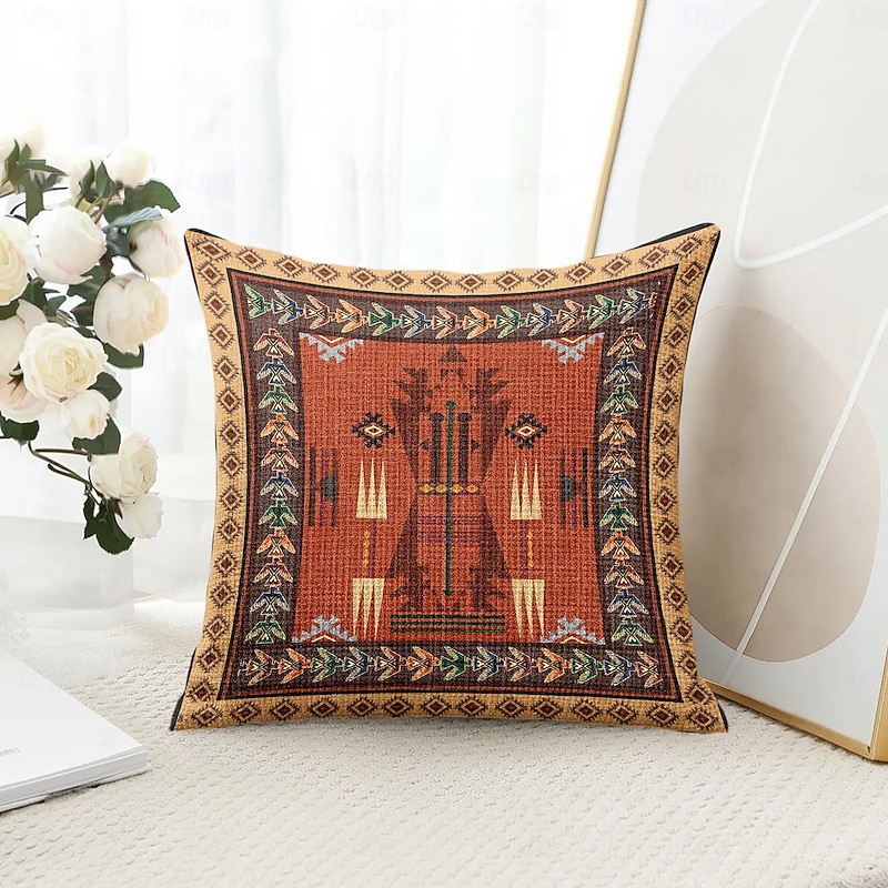 South Western Vintage Decorative Toss Pillows Cover 1PC Soft Square Couch Cushion Case Pillowcase for Bedroom Livingroom Sofa Chair4